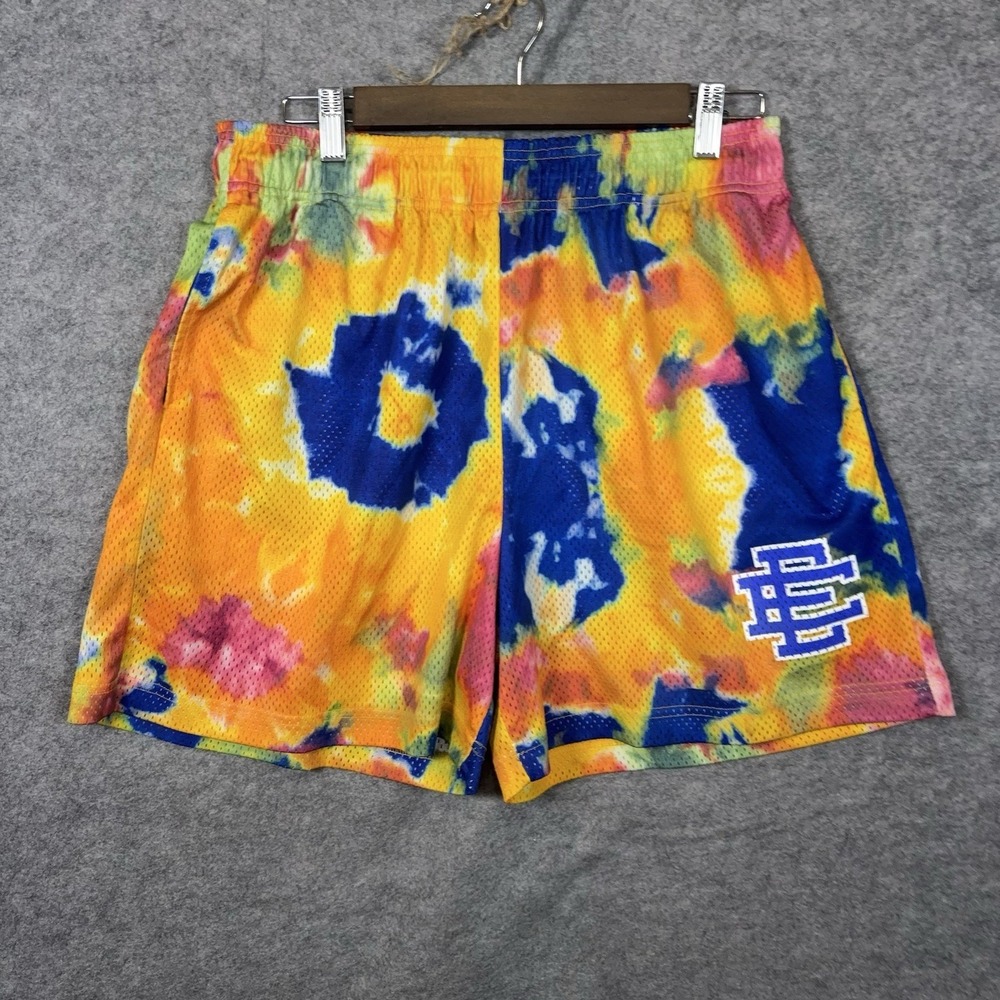 Eric Emanuel EE Basic Core Short Mens Xl Yellow Tie Dye Pockets